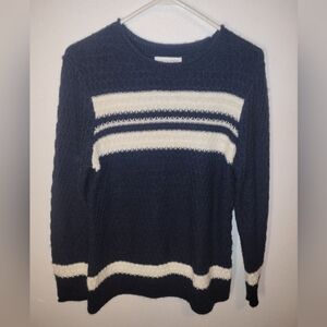 Christopher & Banks Navy Blue Striped Cable Knit Sweater Size S 4 For $20